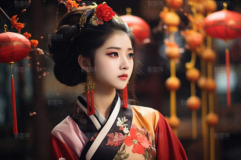 春节汉服女孩春日中国风CG