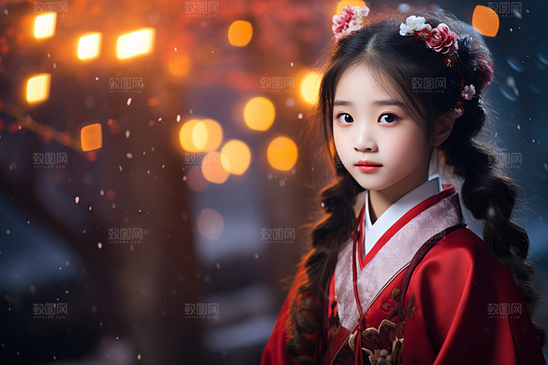 春节汉服女孩过年中国风CG