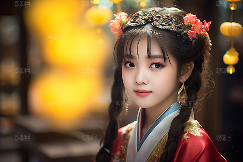 春节汉服女孩中国风新春CG