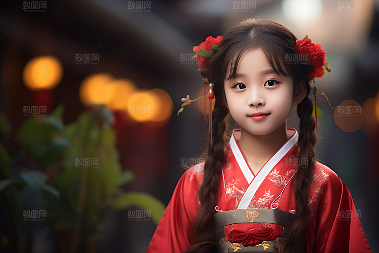 春节汉服女孩中国风新春CG