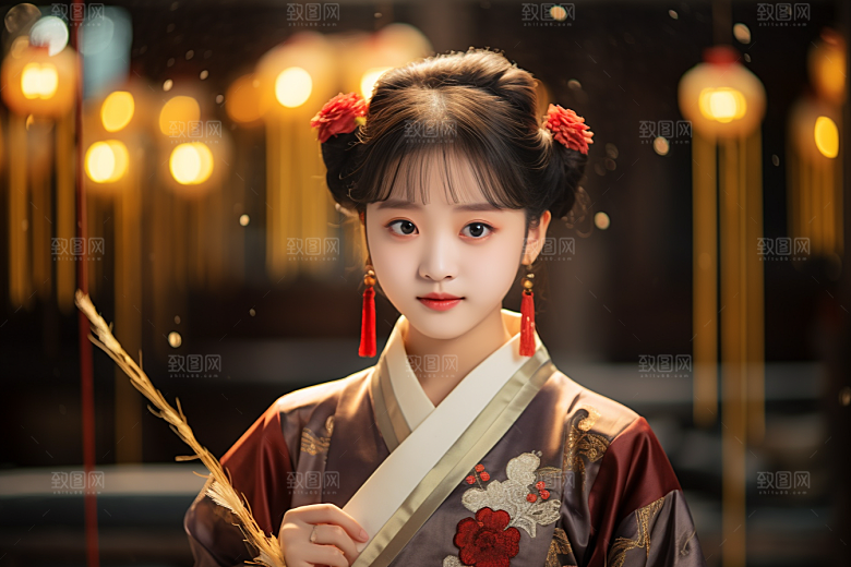 春节汉服女孩高清新春CG