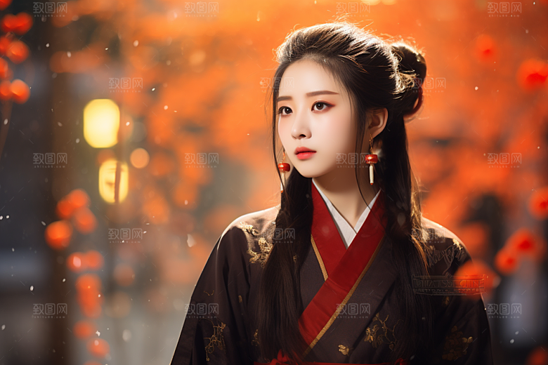 春节汉服女孩中国风传统文化CG