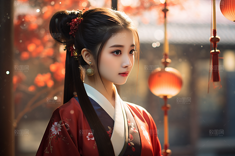 春节汉服女孩春日高清CG
