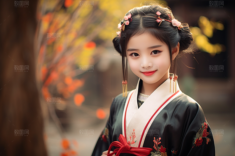 春节汉服女孩中国风红色CG
