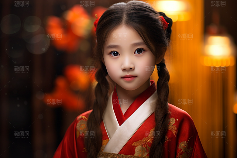 春节汉服女孩中国风传统文化CG