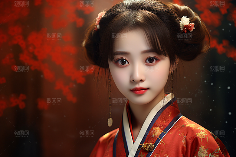 春节汉服女孩高清中国风CG