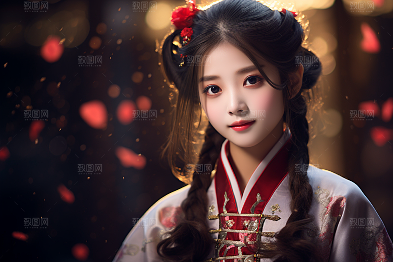 春节汉服女孩喜庆新春CG