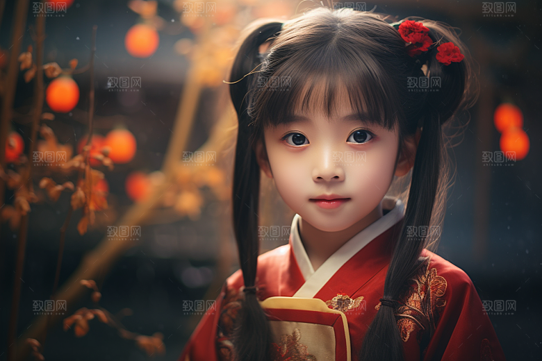 春节汉服女孩过年高清CG
