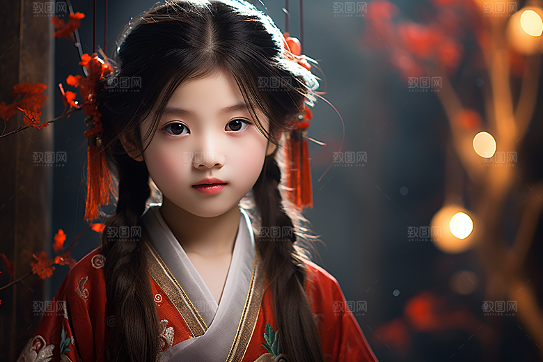 春节汉服女孩过年喜庆CG