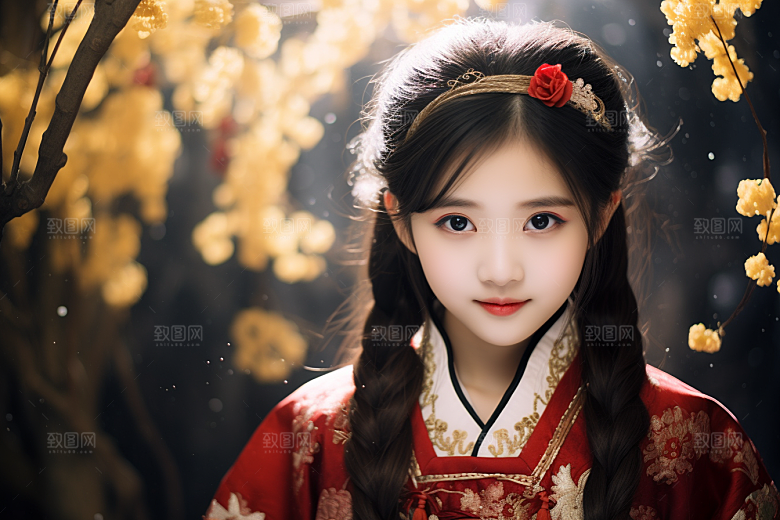 春节汉服女孩中国风新春CG