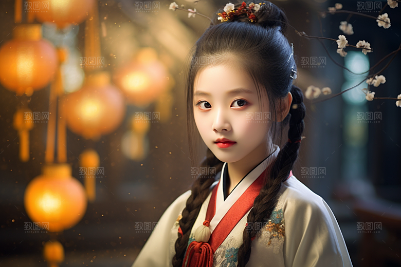 春节汉服女孩喜庆过年CG