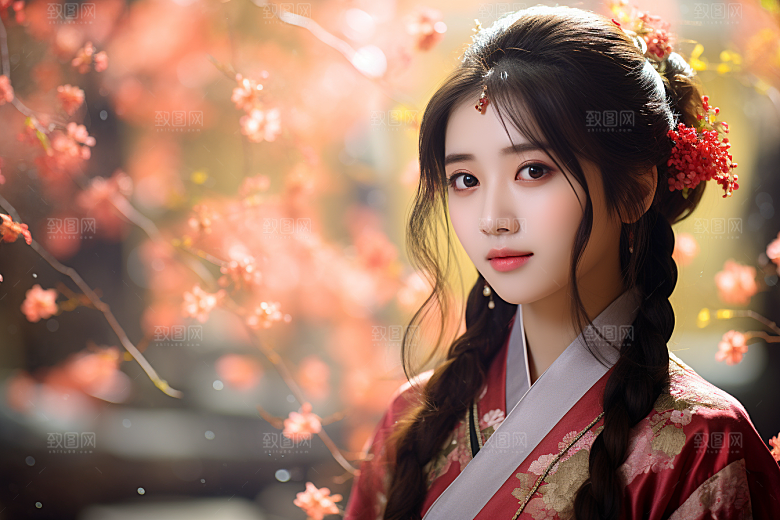 春节汉服女孩新春春日CG