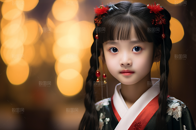 春节汉服女孩过年喜庆CG