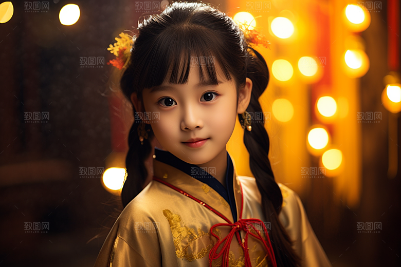春节汉服女孩中国风红色CG
