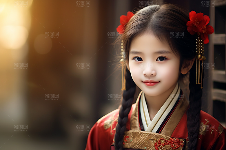 春节汉服女孩喜庆中国风CG