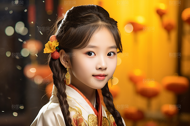 春节汉服女孩中国风传统文化CG