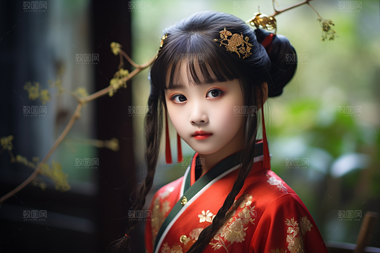 春节汉服女孩中国风传统文化CG