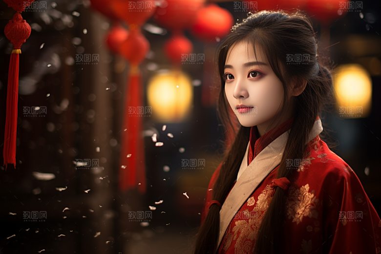 春节汉服女孩中国风春日CG