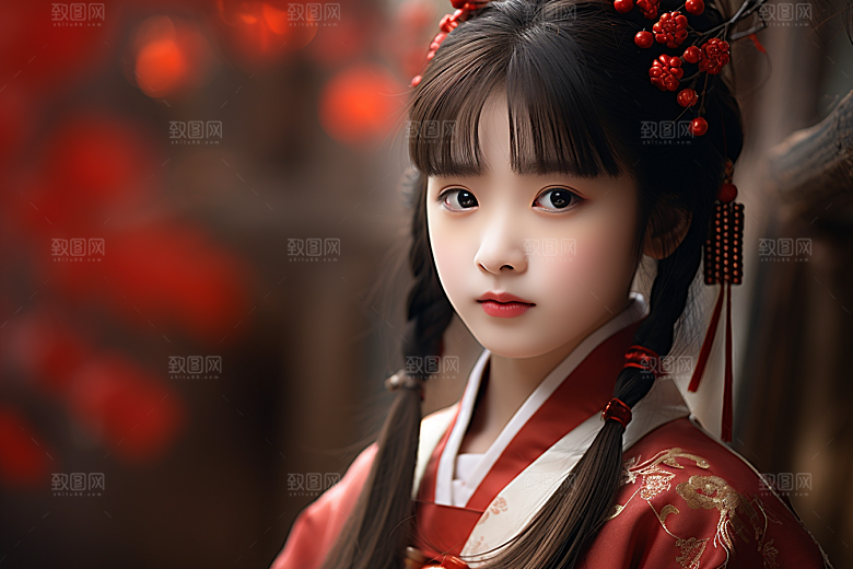 春节汉服女孩传统文化高清CG