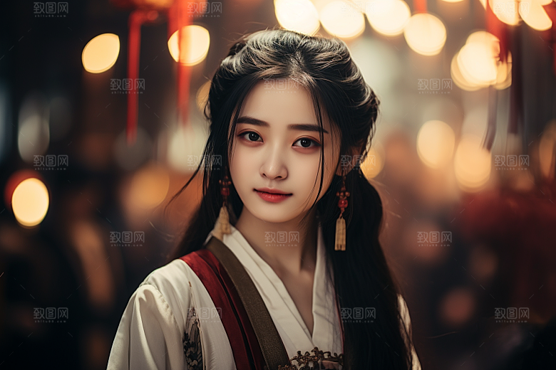 春节汉服女孩中国风过年CG