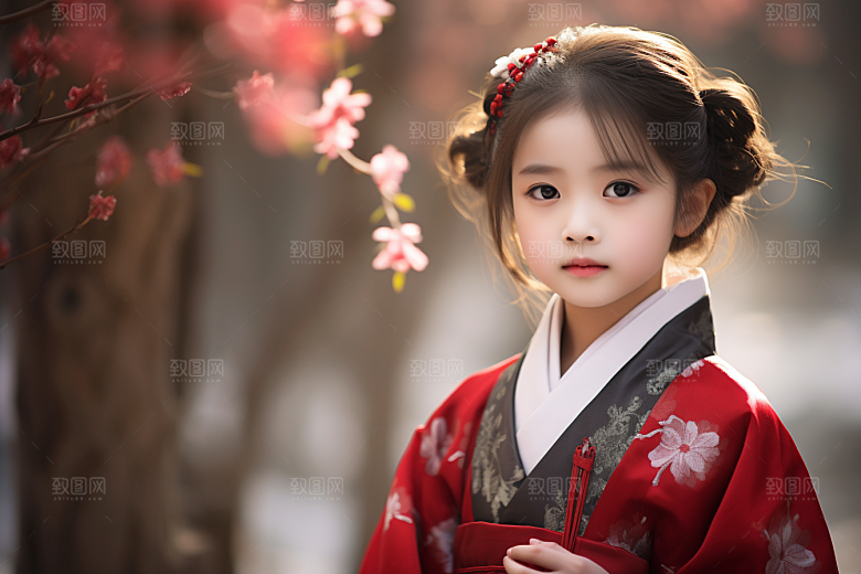 春节汉服女孩喜庆红色CG