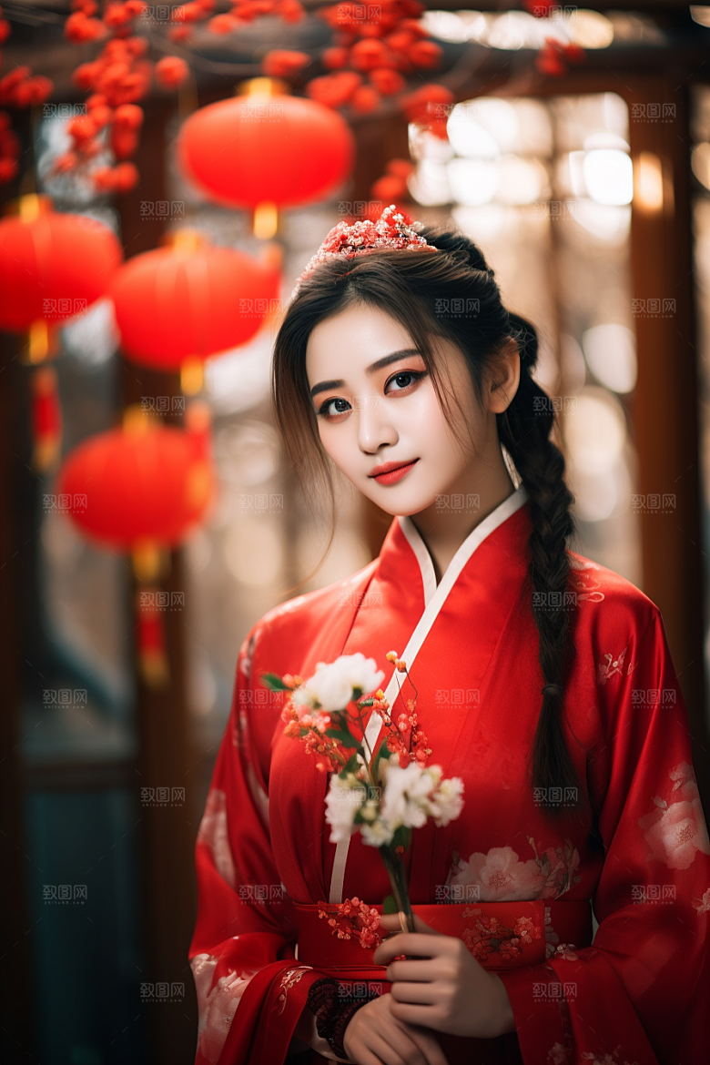春节汉服女孩高清喜庆CG