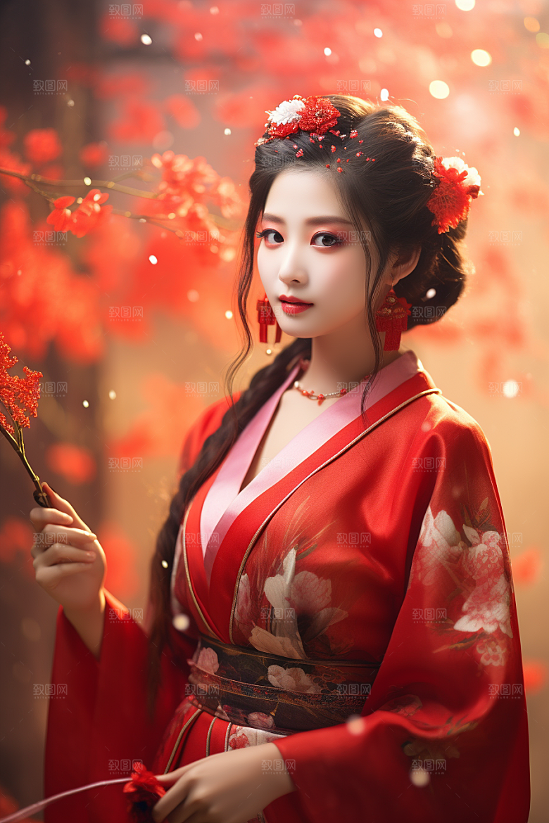 春节汉服女孩高清春日CG