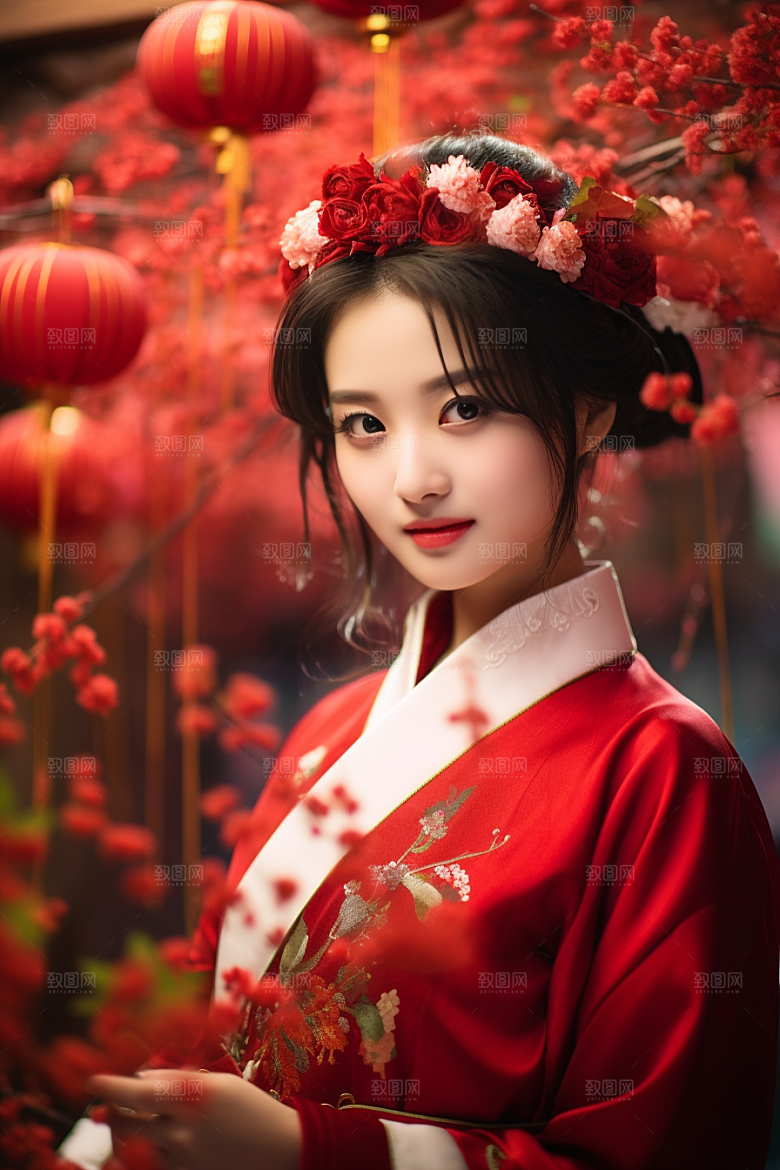 春节汉服女孩过年中国风CG