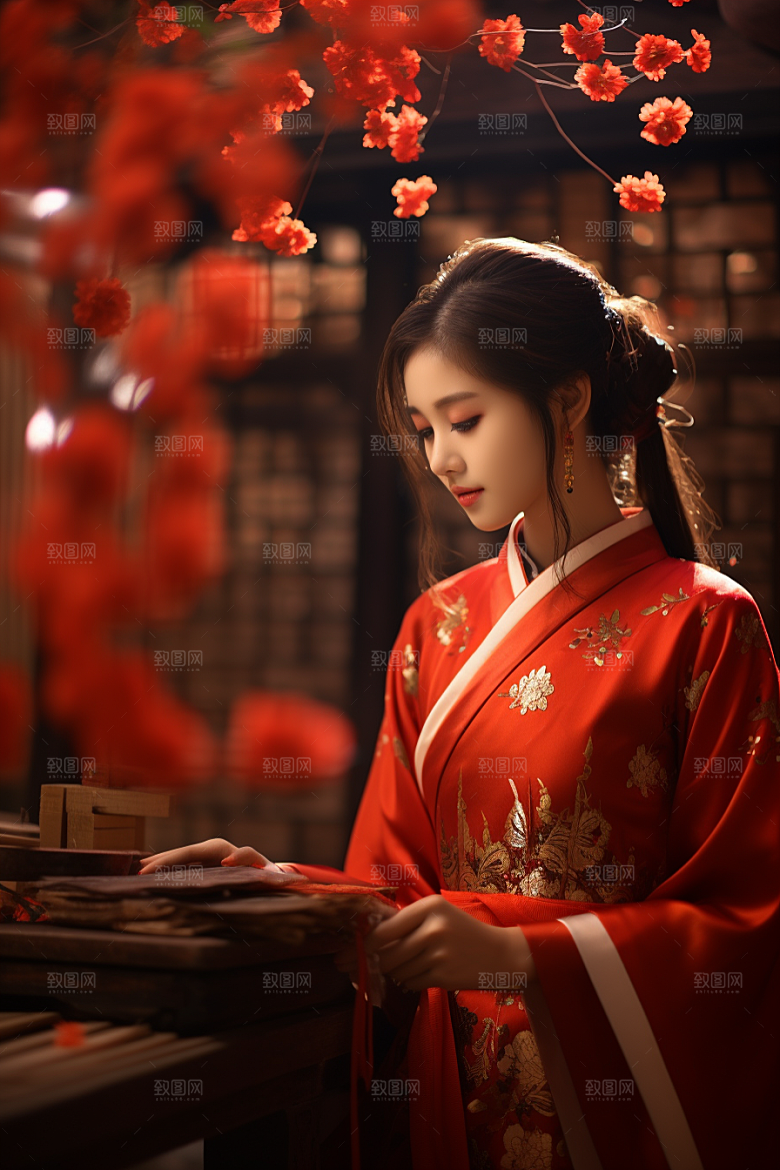 春节汉服女孩春日中国风CG