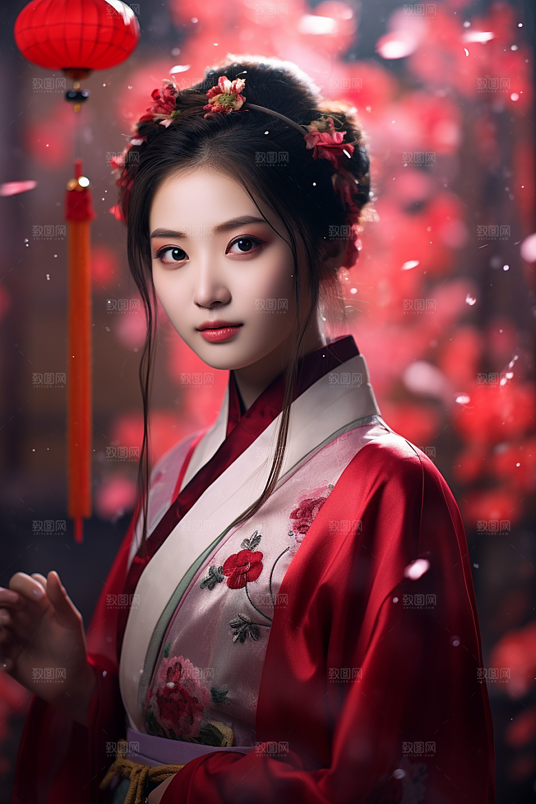 春节汉服女孩春日高清CG