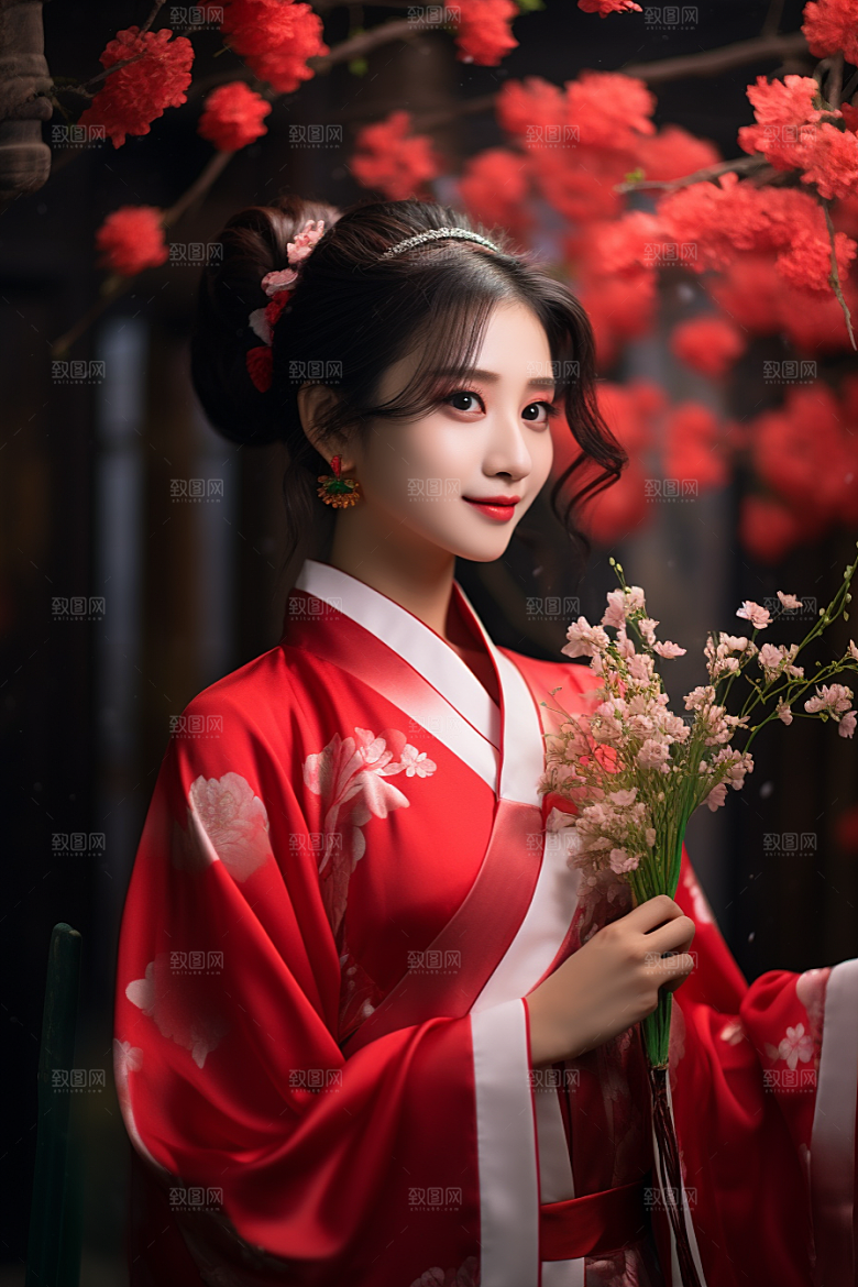 春节汉服女孩新春喜庆CG