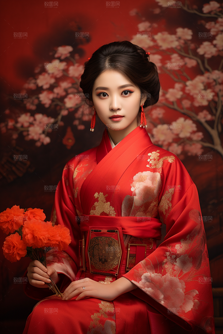春节汉服女孩新春中国风CG