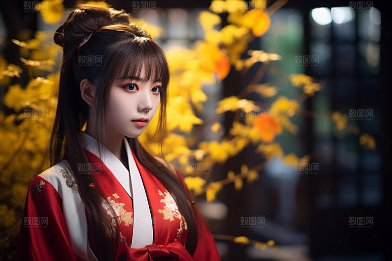 春节汉服女孩春日喜庆CG