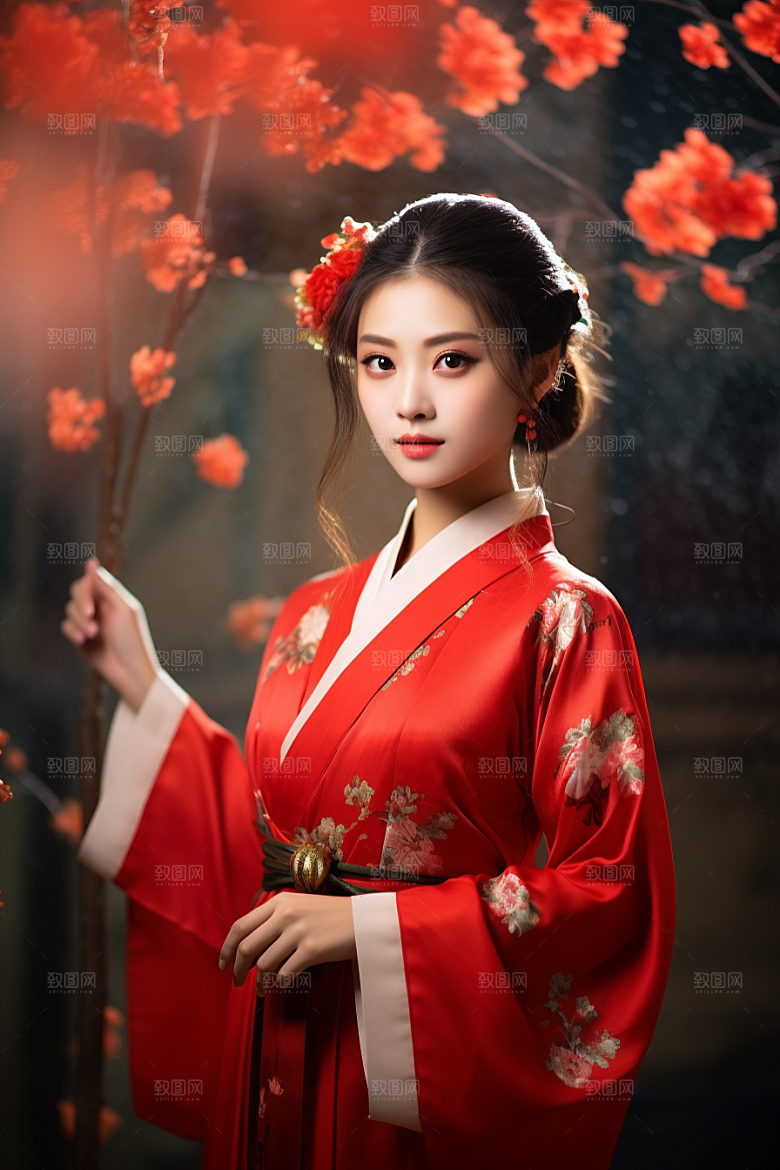 春节汉服女孩新春过年CG