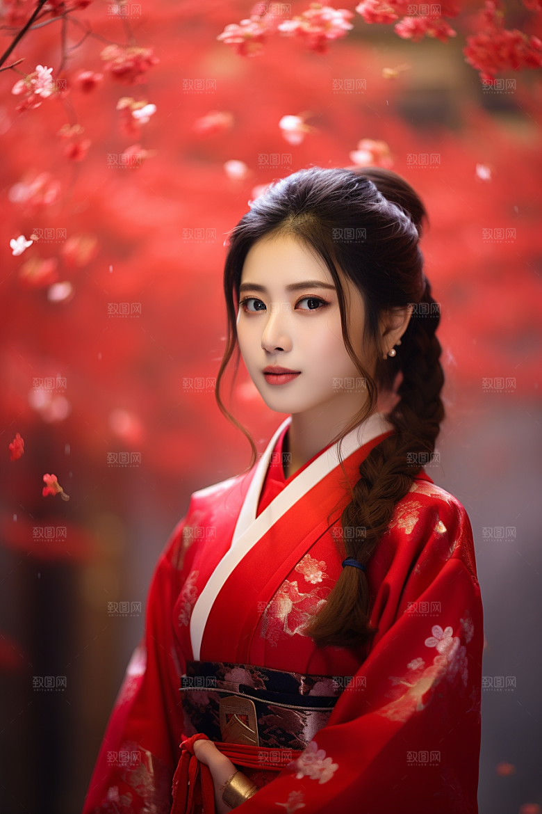 春节汉服女孩新春喜庆CG