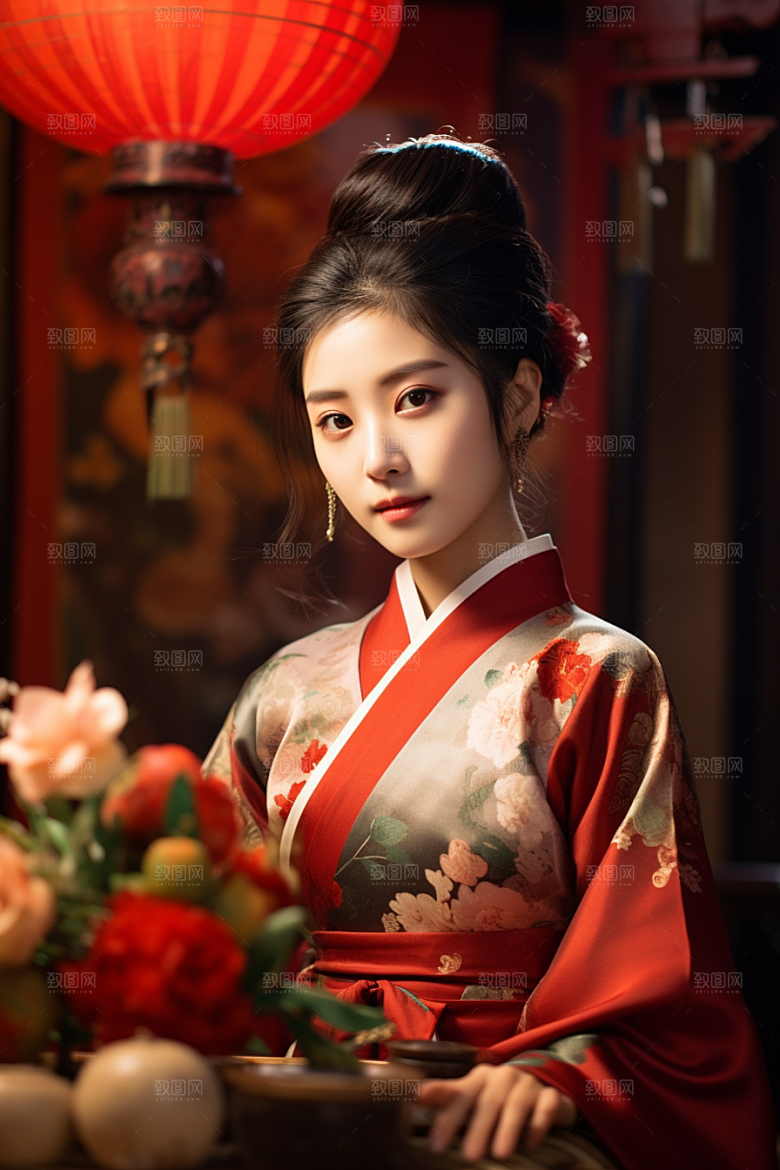 春节汉服女孩传统文化中国风CG