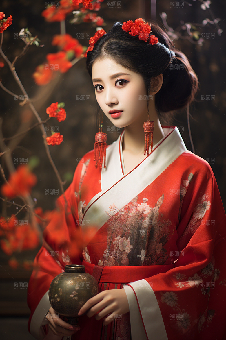 春节汉服女孩喜庆高清CG