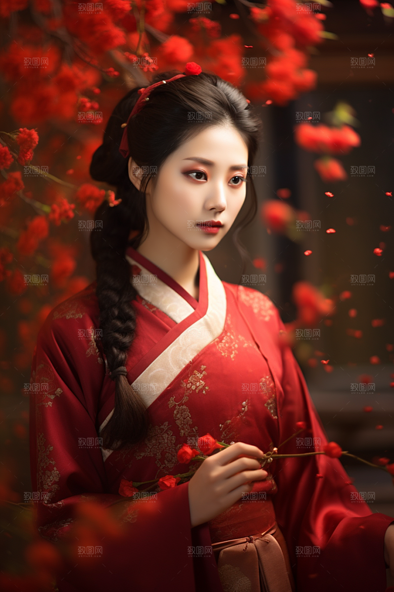 春节汉服女孩高清过年CG