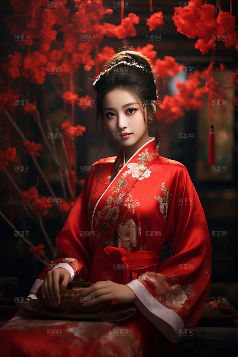 春节汉服女孩高清过年CG