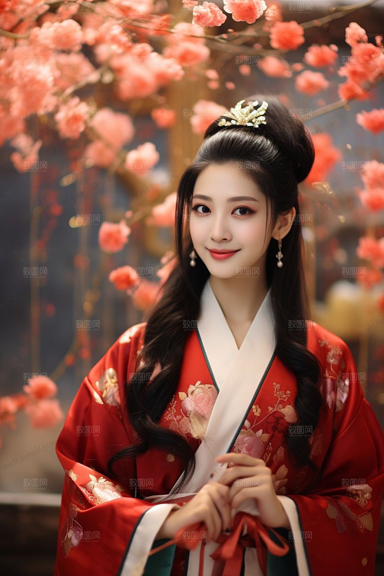 春节汉服女孩过年春日CG
