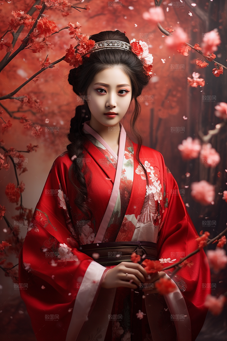 春节汉服女孩传统文化过年CG