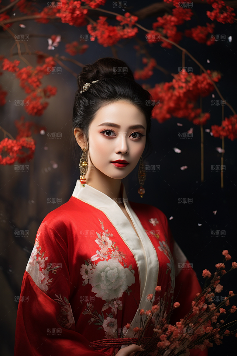 春节汉服女孩过年中国风CG