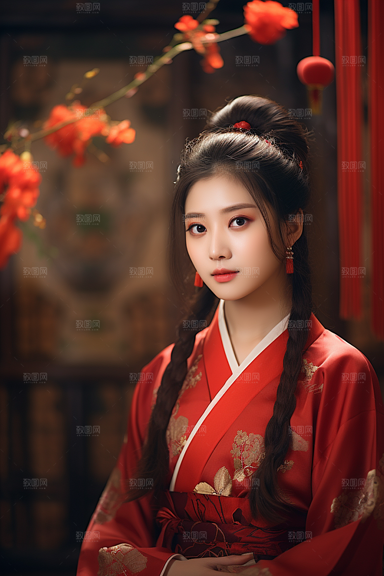春节汉服女孩喜庆高清CG