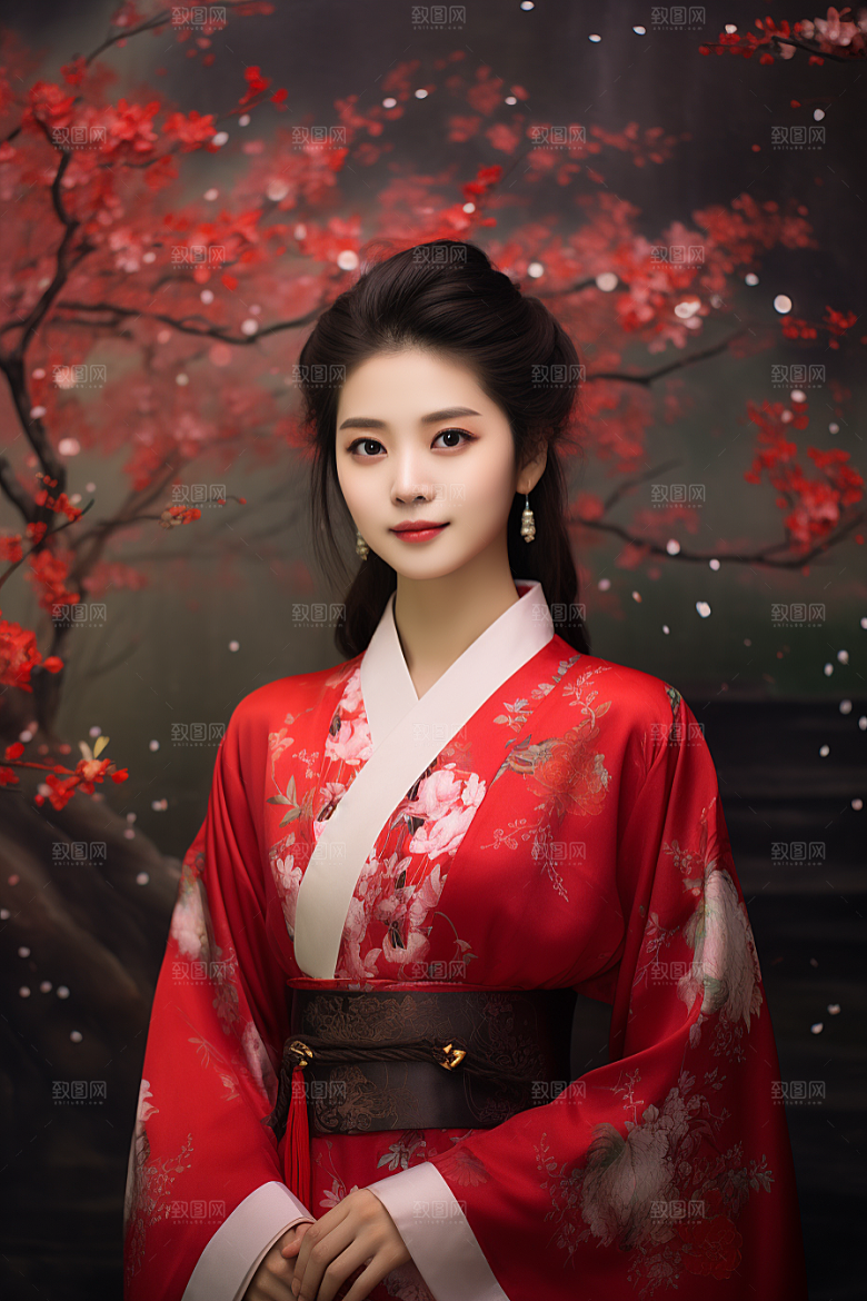 春节汉服女孩新春喜庆CG