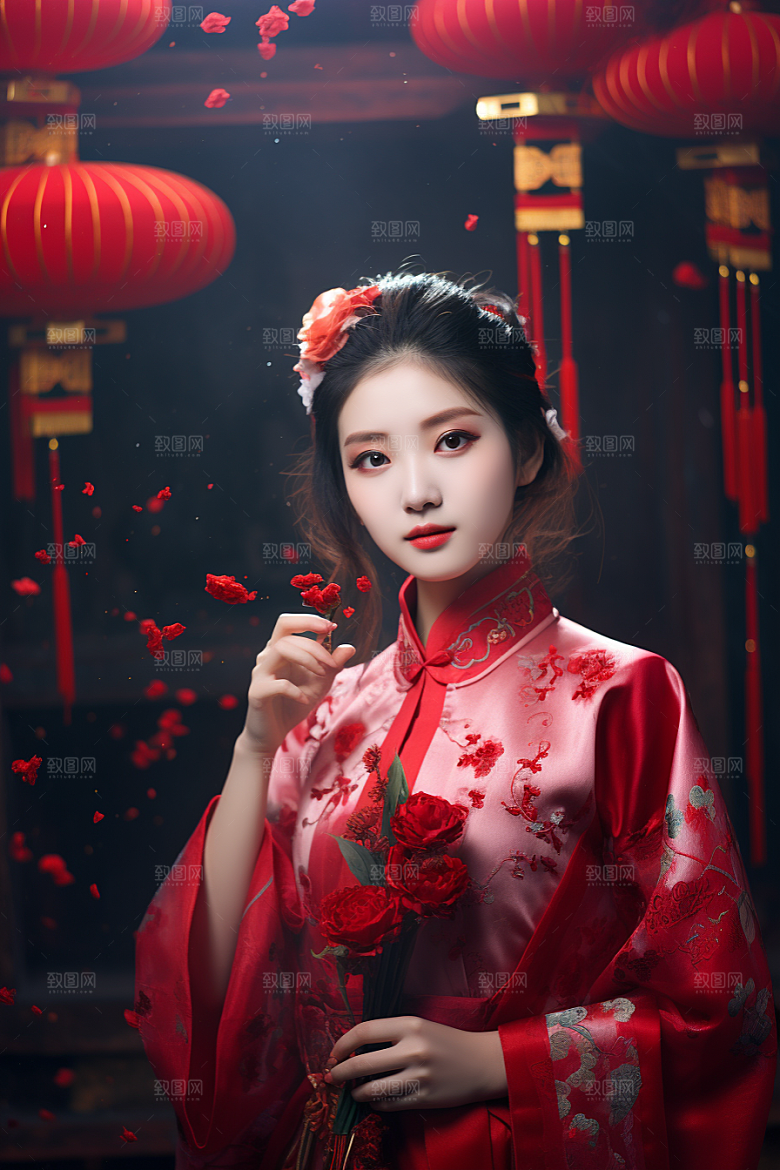 春节汉服女孩过年新春CG