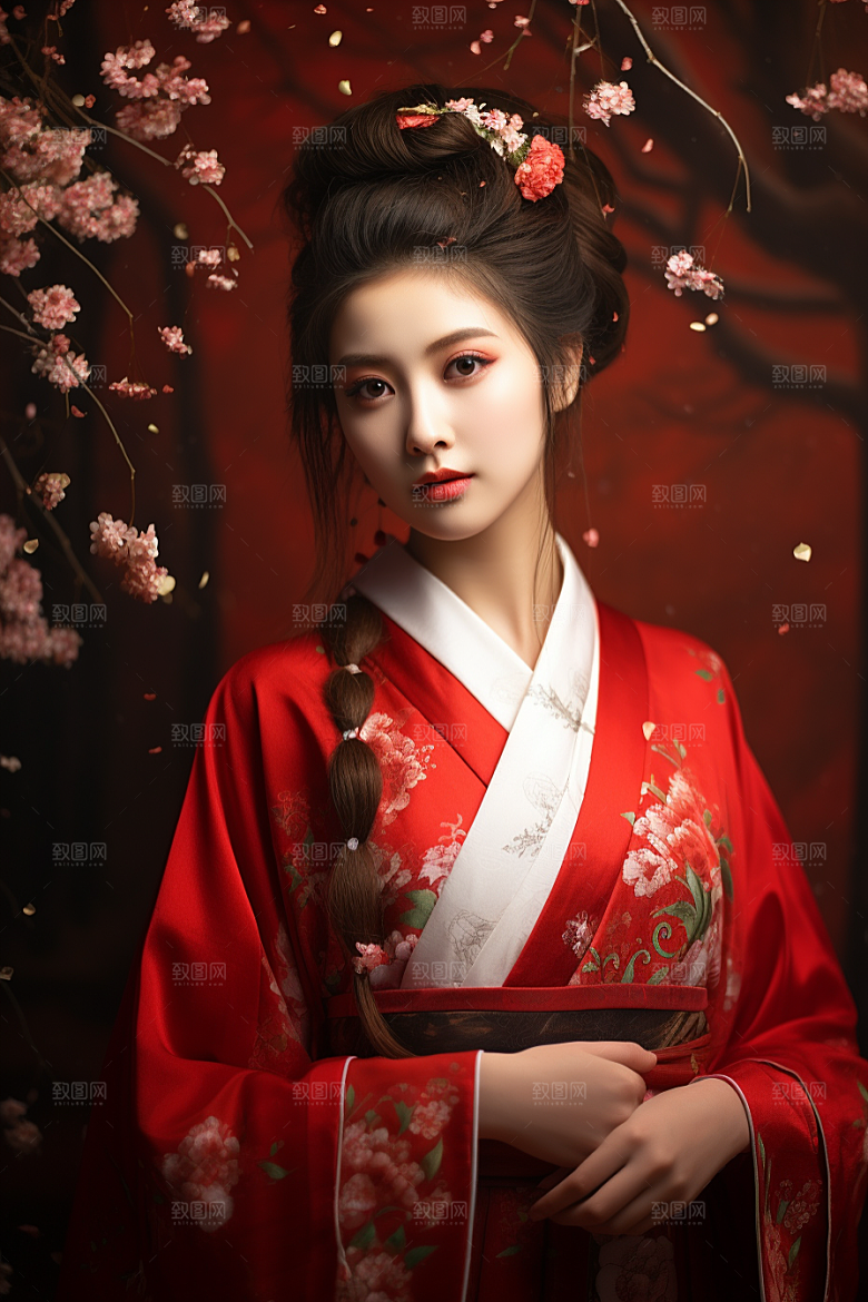 春节汉服女孩春日过年CG