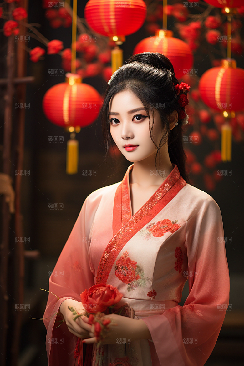 春节汉服女孩高清喜庆CG