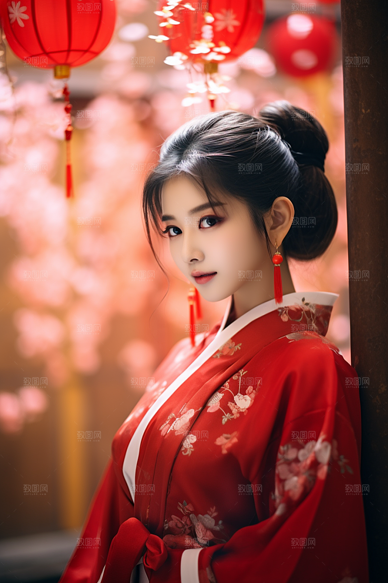 春节汉服女孩高清过年CG