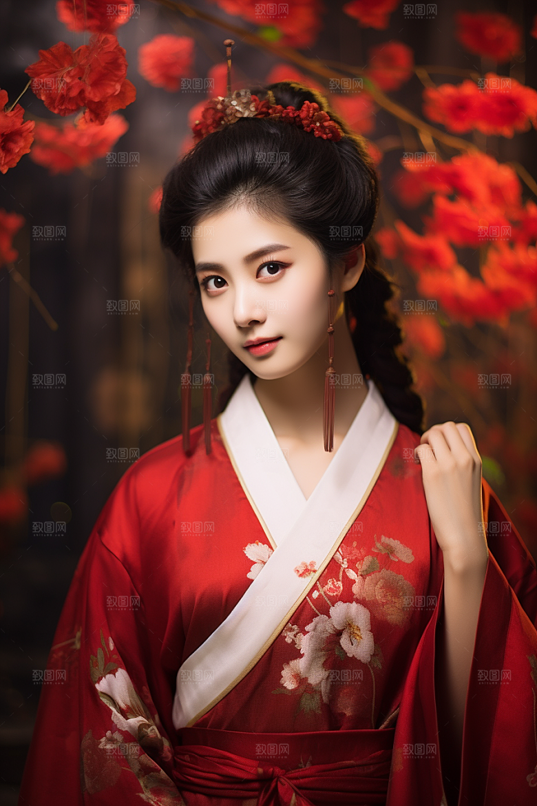 春节汉服女孩过年传统文化CG