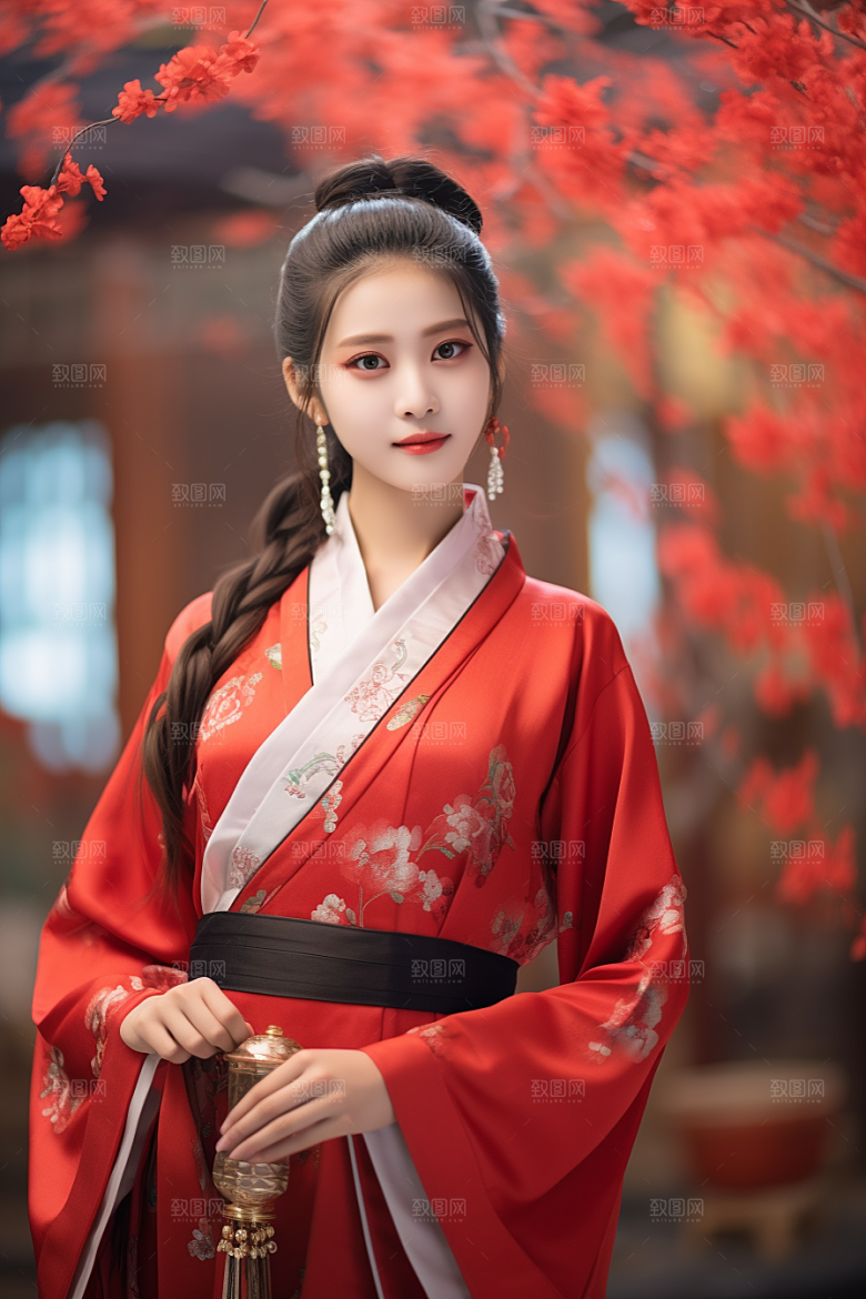 春节汉服女孩新春中国风CG